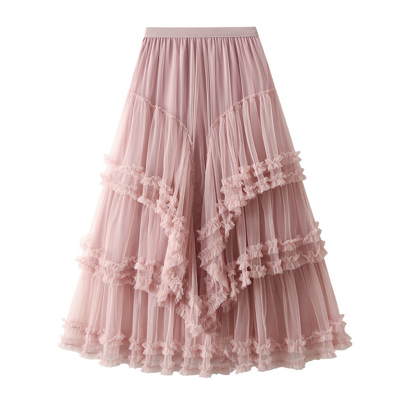 Eleganter Damen Tüllrock | Mehrlagiger High Waist Chiffonrock