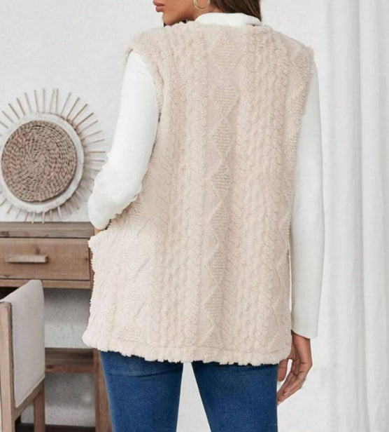 Damen Cardigan mit Plüsch-Taschen – Lässig, Warm & Stilvoll