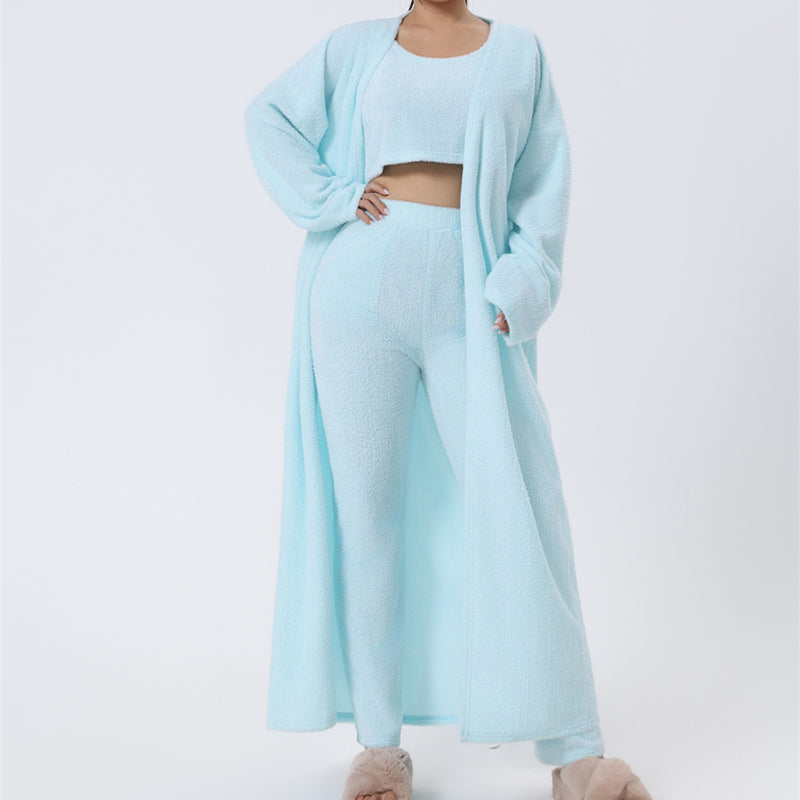 Women's Cuddly Pyjama 3-Piece Set – Warm Loungewear Winter Comfort Suit