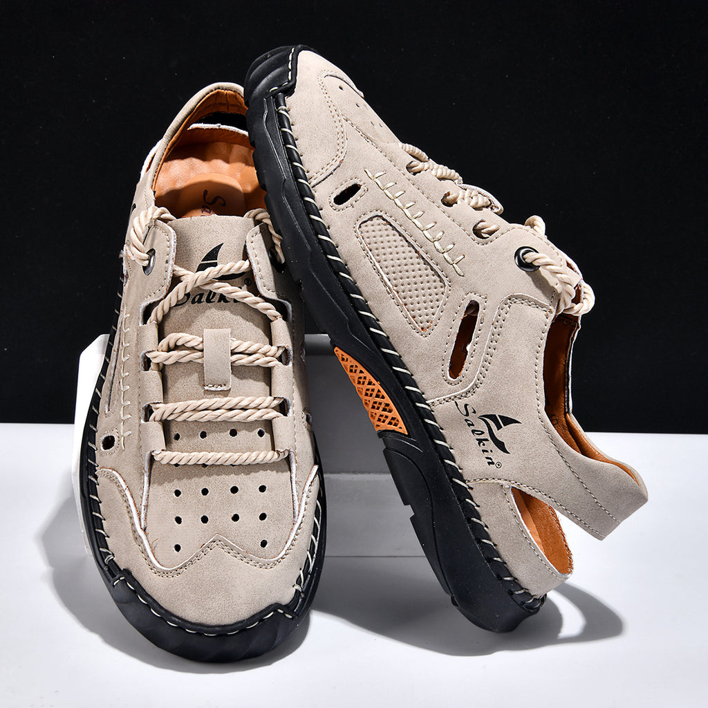 Men's Hand-Stitched Closed Sandals Comfort Casual Shoes