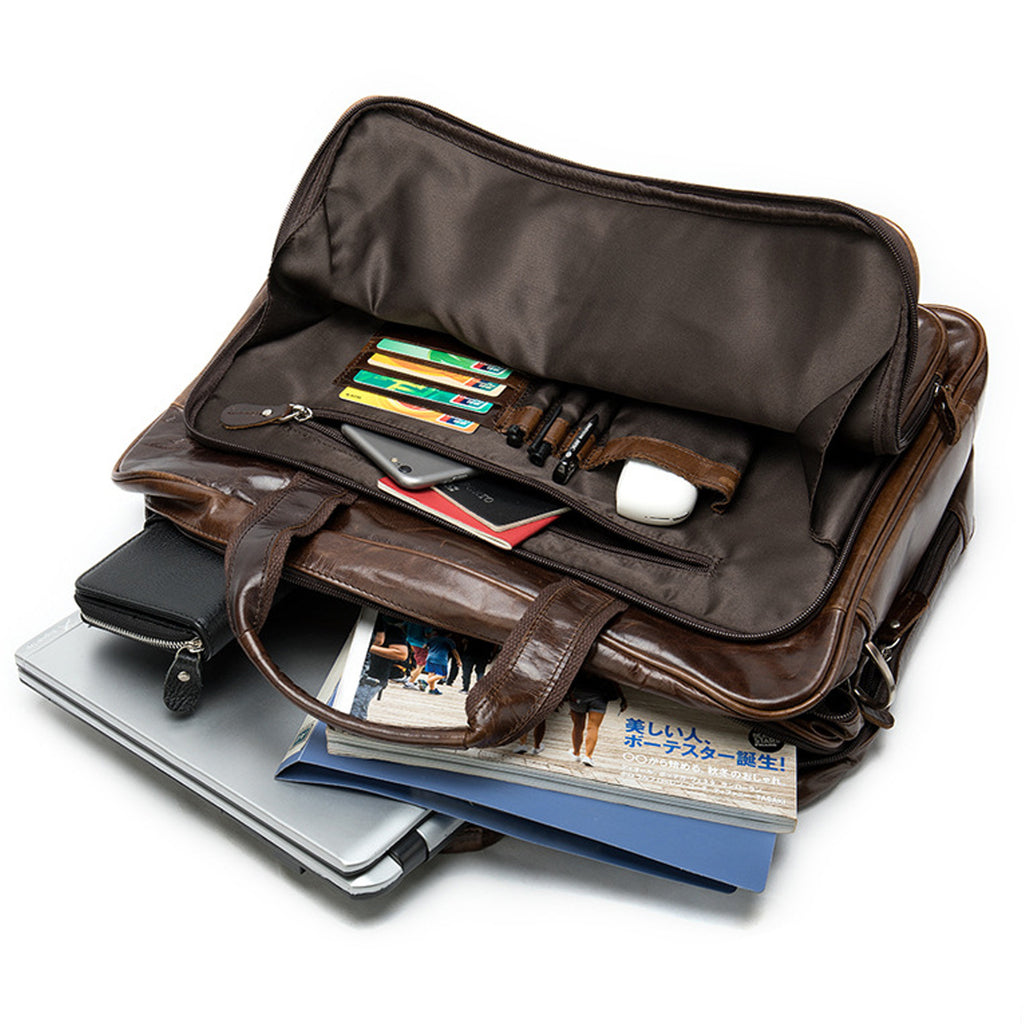 Men's Genuine Leather Briefcase Premium – Handbag Business Laptop Bag