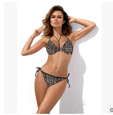 Damen Push-Up Bikini mit Leopardenmuster – Eleganter Zweiteiler