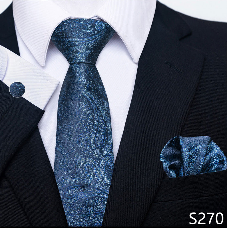 Men's Tie Set Business Scarf Cufflinks Elegant