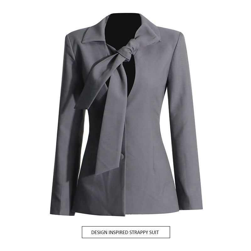 Damen Blazer mit V-Ausschnitt & Schnürung – Elegant, Figurbetont