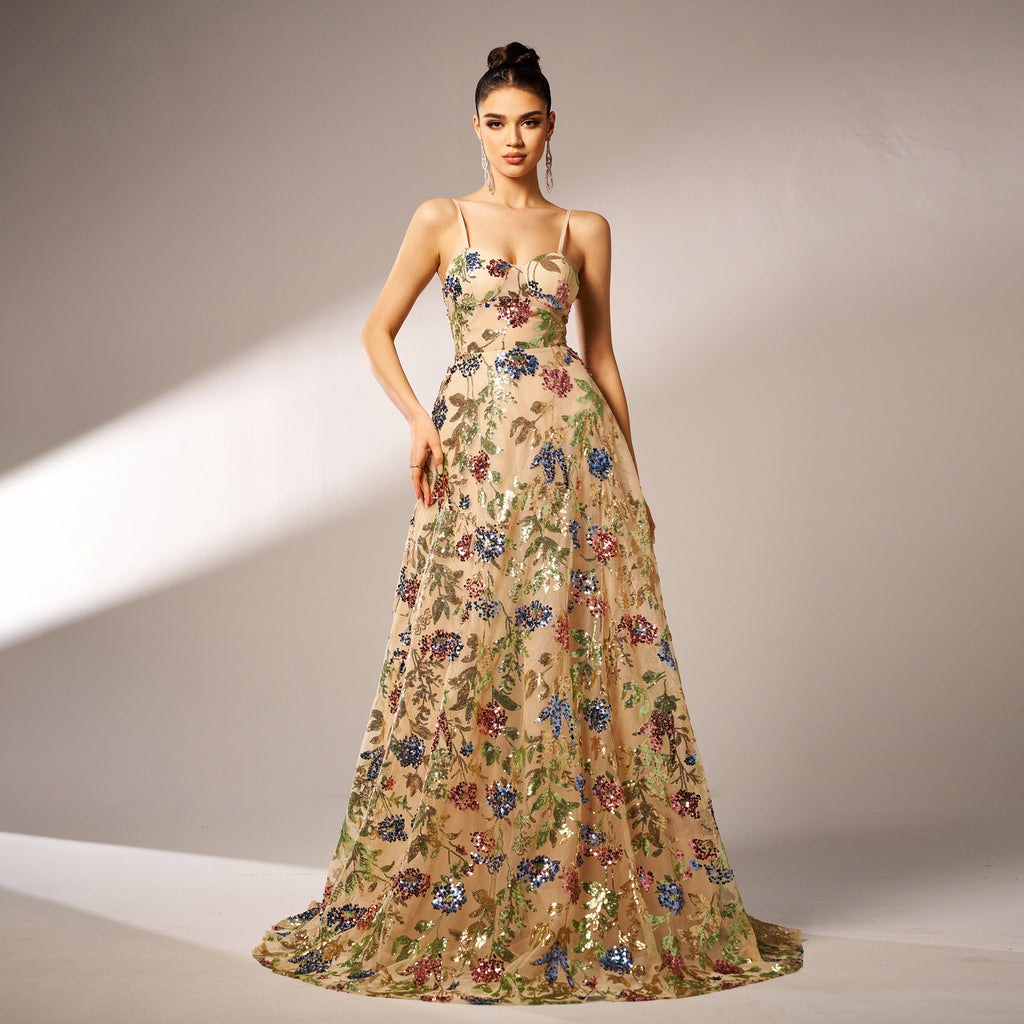 Sequin Evening Dress Women Elegant | Glamour Maxi Dress Festive