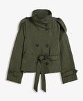Elegant Women's Trench Coat - Tailored, Lacing & Button Placket