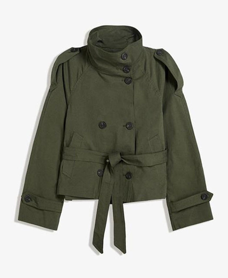 Eleganter Damen Trenchcoat – Tailliert, Schnürung & Knopfleiste