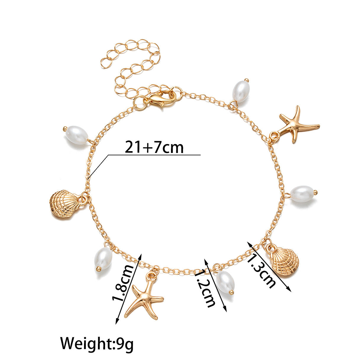 Adjustable Starfish Ankle Bracelet – Elegant Women's Anklet in a Maritime Design
