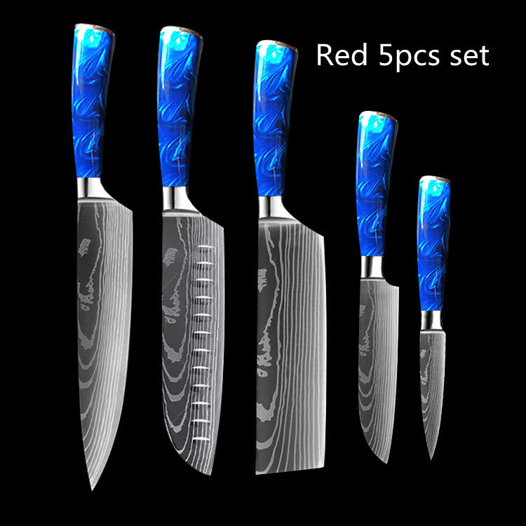 Chef Knife 8 Inch | Kitchen Knife Blue Resin Handle Stainless Steel