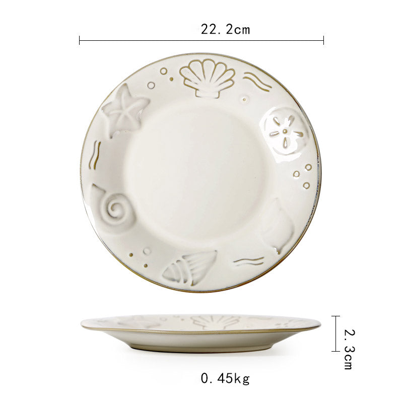 Keramik Teller Vintage | Japanischer Stil Flacher Design Teller