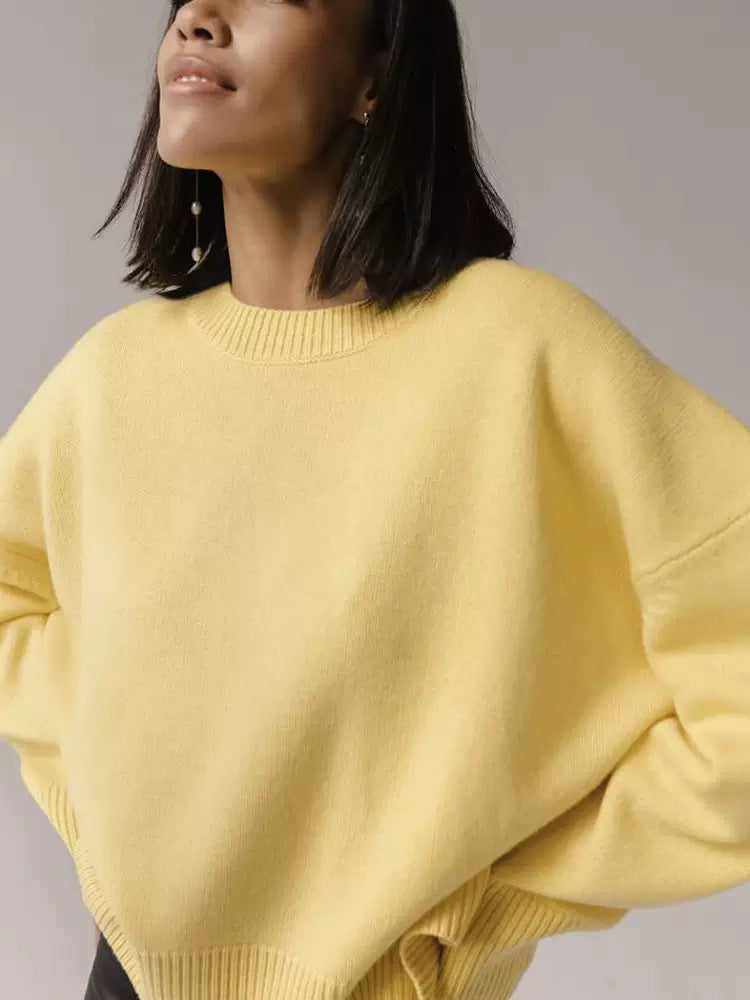 Versatile Women's Knitted Jumper – Loose Basic Pullover for Every Look
