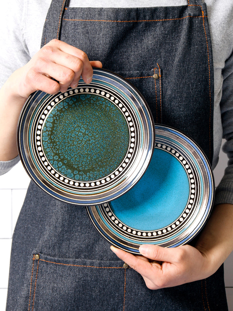 Keramik Teller Vintage | Japanischer Stil Flacher Design Teller