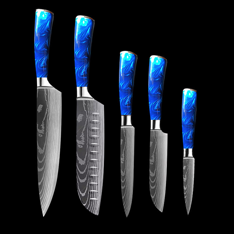 Chef Knife 8 Inch | Kitchen Knife Blue Resin Handle Stainless Steel