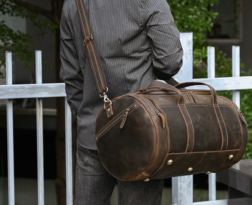 Men's Genuine Leather Vintage Crazy Horse Bag | Travel Handbag