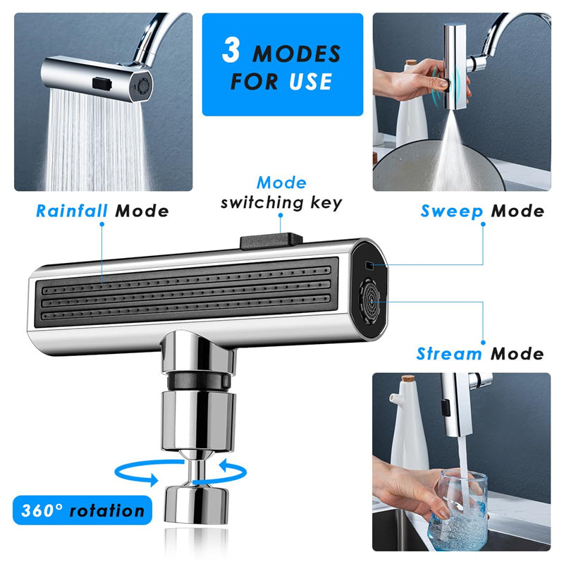 360° Faucet Attachment – Multifunctional Spray Head with Waterfall