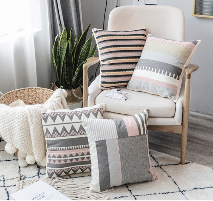Canvas Cushion Cover Embroidery | Modern Stylish Decorative Pillow