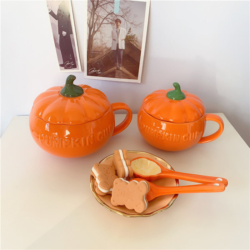 Ceramic Pumpkin Mug Set – Breakfast Mugs for Couples
