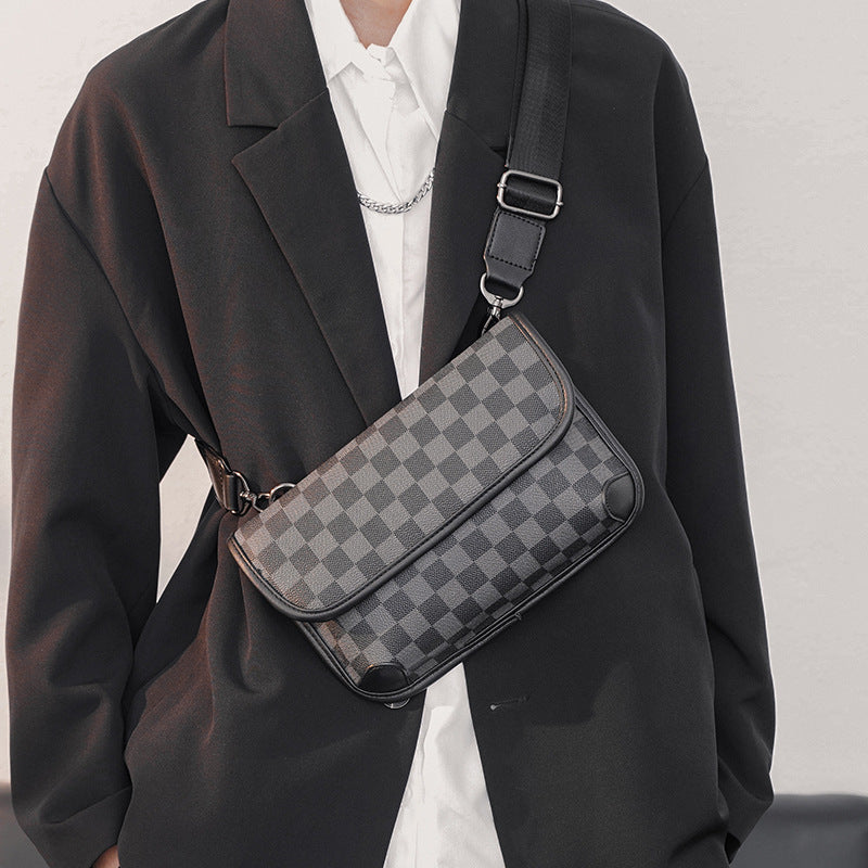 Men's Leather Shoulder Bag Check | Crossbody Street Messenger Bag