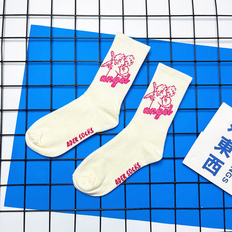 Unisex Trend Socks Mid-Calf – Sport Casual Letter Design
