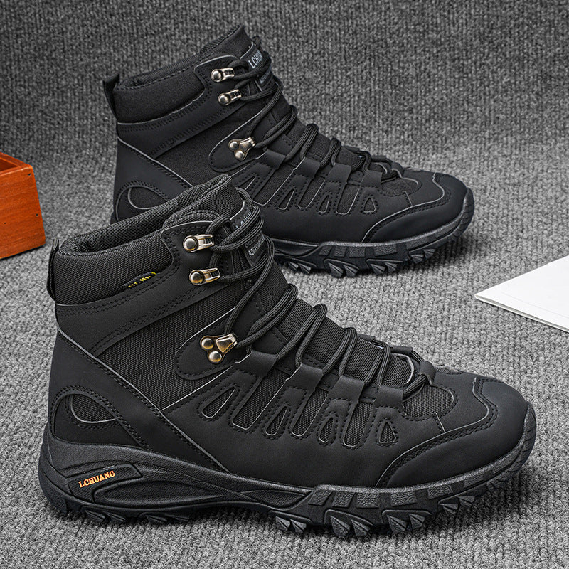 Men's High Top Lace-Up Winter Boots – Martens Style Leather Ankle Boots