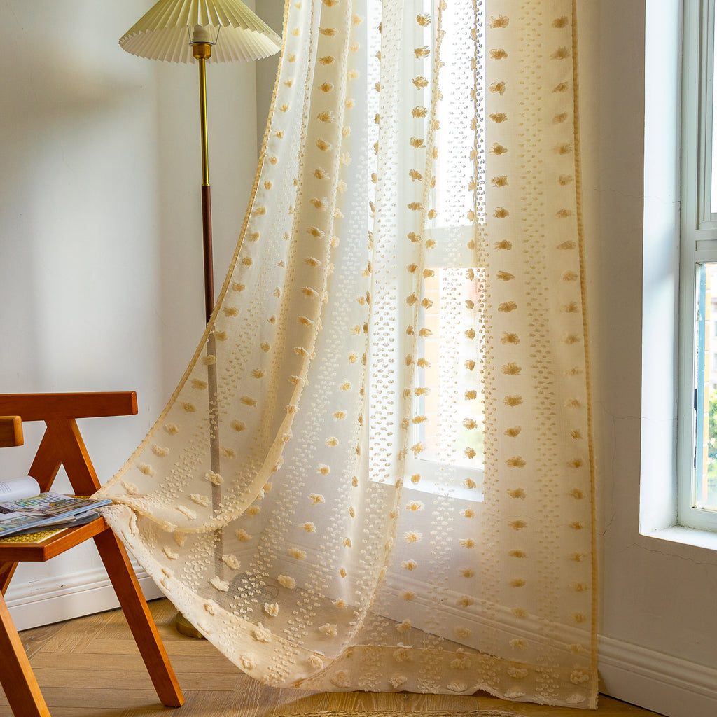 Boho Embroidered Curtain | floral textured elegant modern