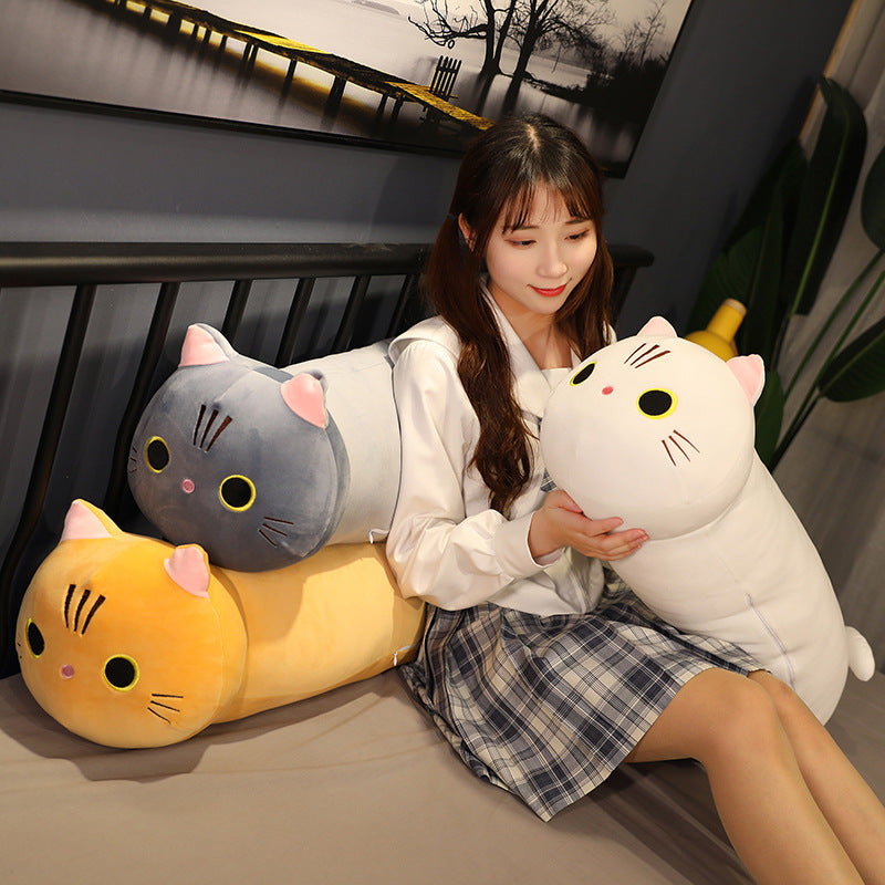 Long Cat Plush Pillow | Soft Cartoon Stuffed Animal