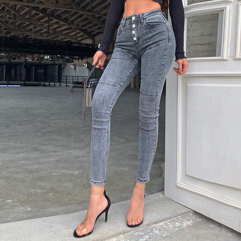 Women's High Waist Stretch Jeans | Figure-Hugging Summer Trousers