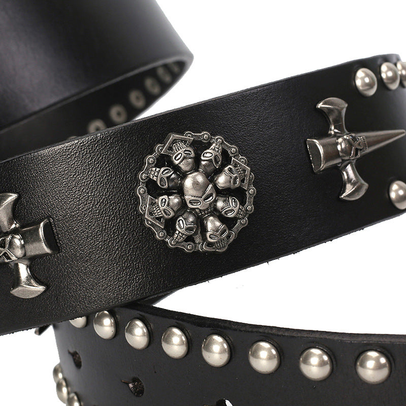Skull Belt for Men | Hip Hop Punk Leather Belt Skull
