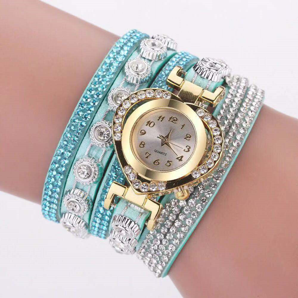 Personality Heart-Shaped Diamond Dial with Multicolor Bracelet
