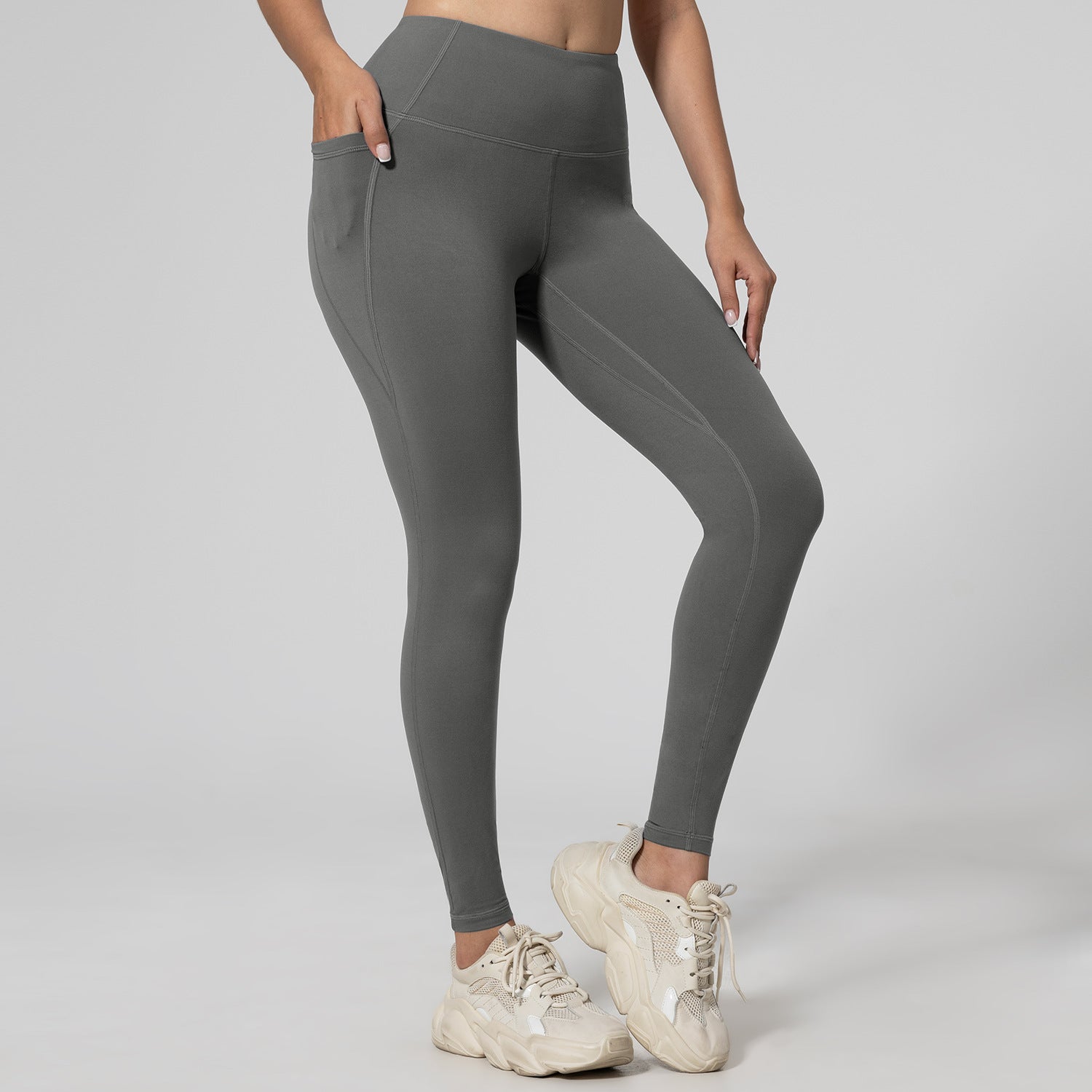 Women's High Waist Running Leggings with Pockets – Push-Up Sports Trousers