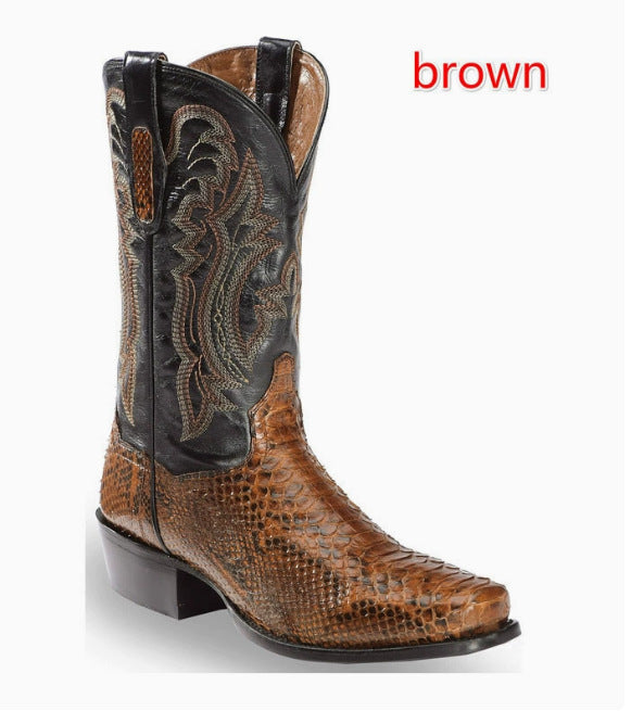 Herren Bestickte Spitze Boots – Patchwork Steppstiefel im Luxus Stil