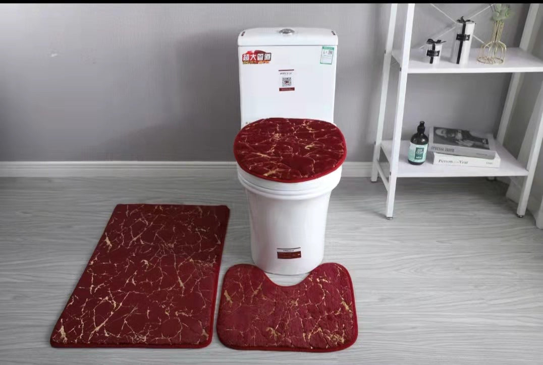 3 teiliges Badmatten Set | WC Garnitur rutschfest saugfähig