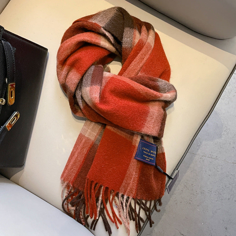 Men's Wool Scarf Winter warm modern Red Green Grey stylish