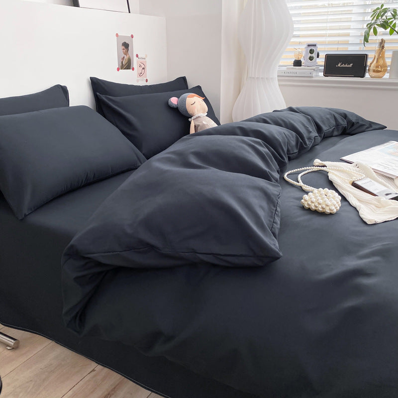 Baumwolle Bettwäsche Set 4-teilig | Weich & Modern Uni Design