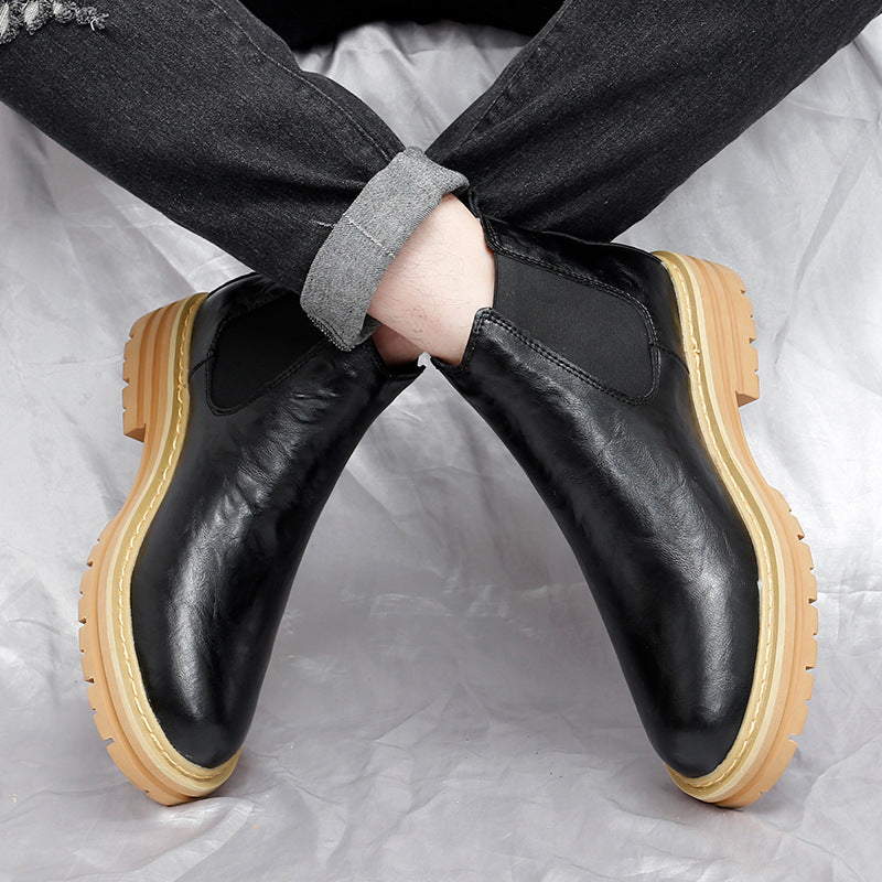 Men's Retro Work Boots with Fleece Lining – British Platform Winter Boots