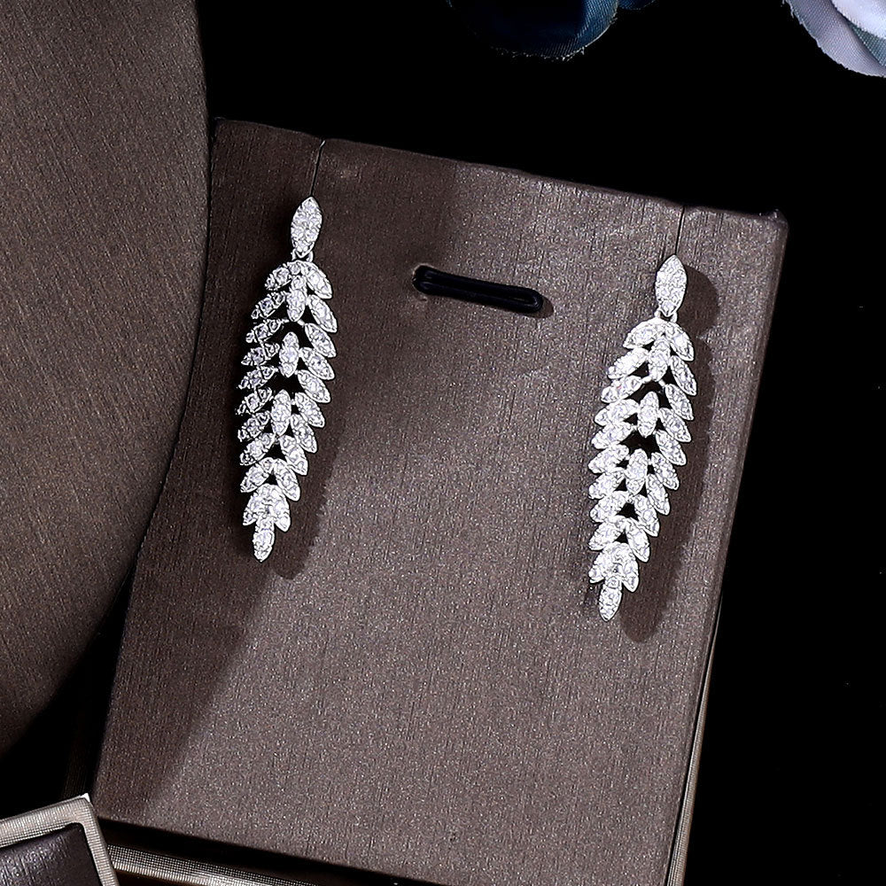 Luxury 3A Zirconia Jewelry Set – 4-Piece with Necklace, Earrings, Bracelet & Ring for Wedding