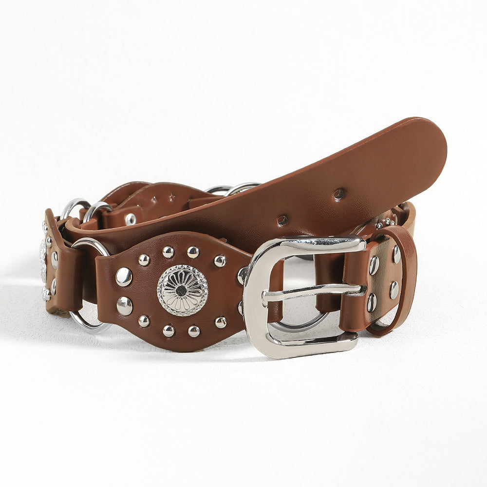 Vintage Belt Unisex | Studded Metal Buckle Punk Style