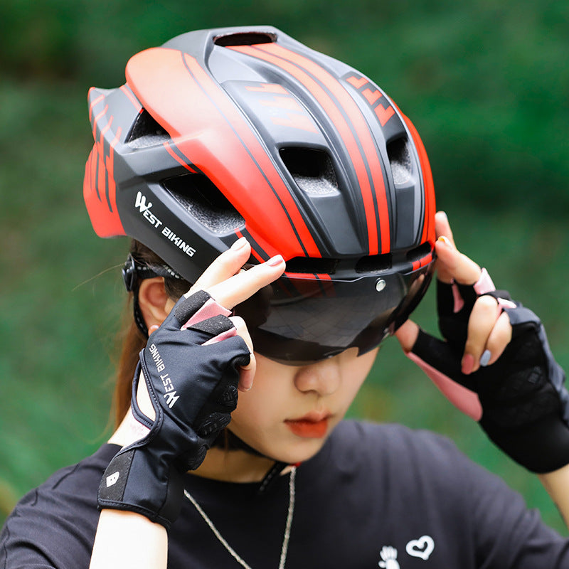 Bike Helmet with Integrated Goggles | MTB & Road Bike Helmet Lightweight & Safe