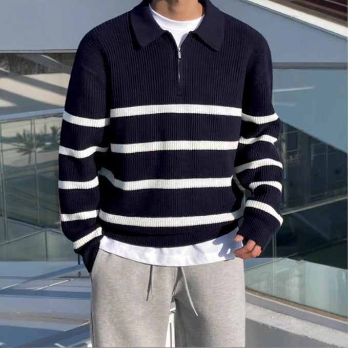 Men's Half-Zip Cardigan – Loose Fit Casual Pullover Jacket