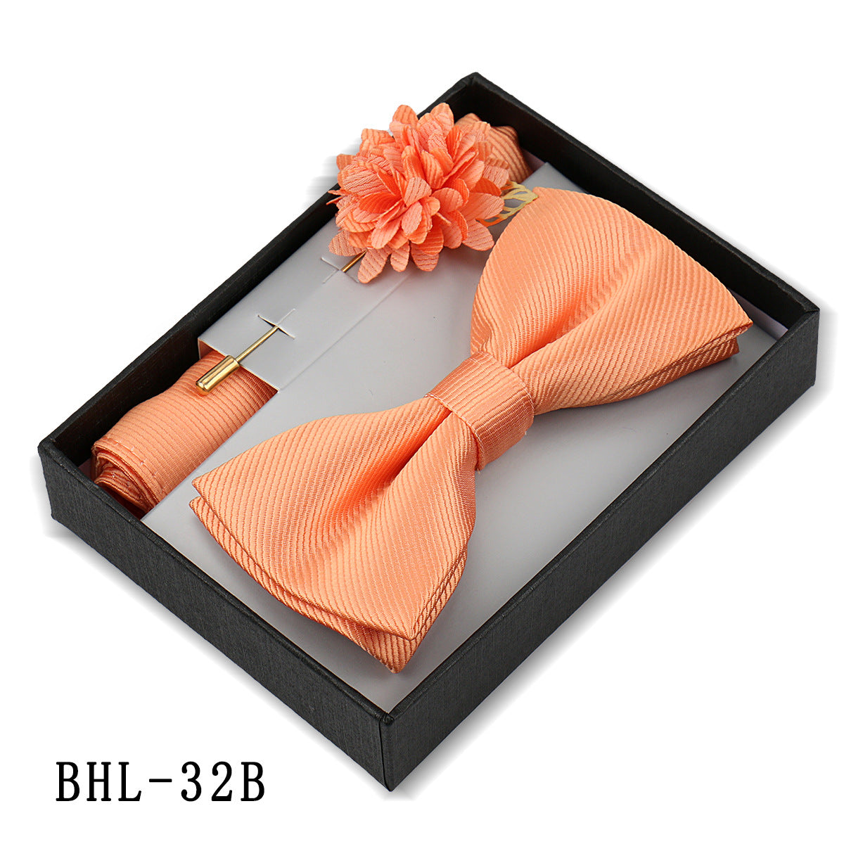 Men's Bow Tie Set Elegant Pocket Square Brooch Gift