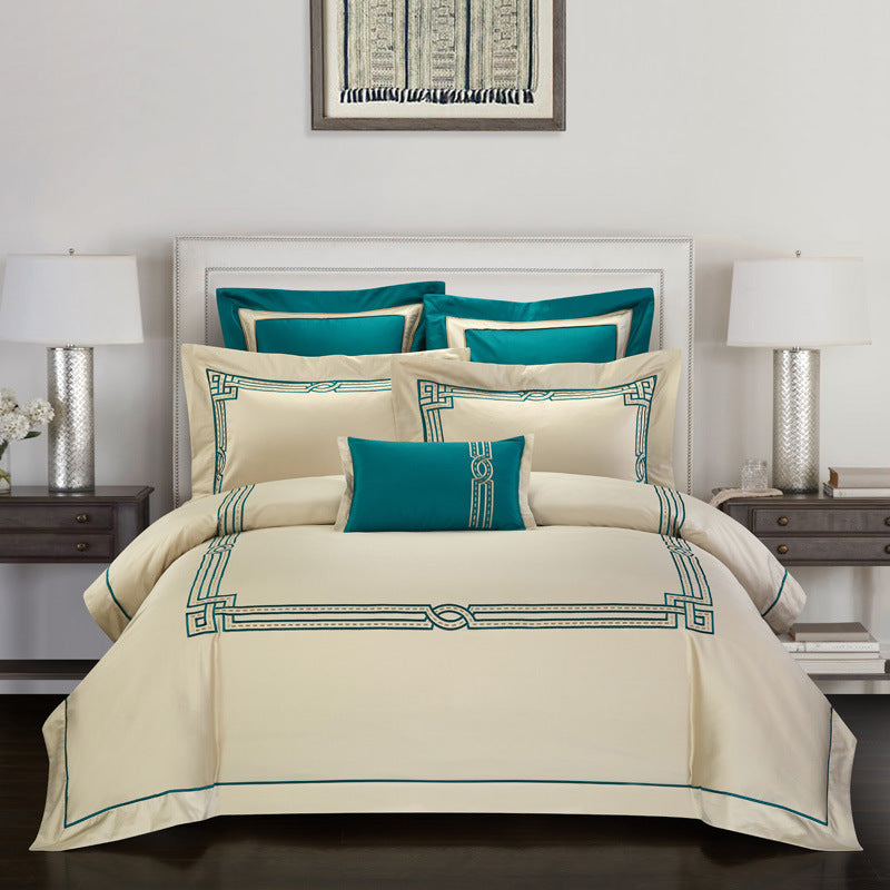 Duvet Cover Set Cotton Embroidery | elegant soft breathable