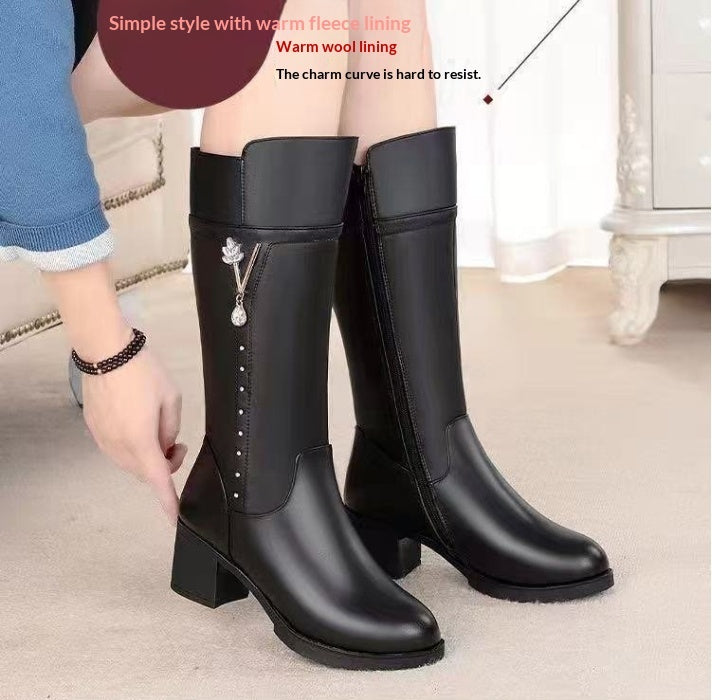 Damen Winterstiefel Leder | Gefütterte Warmhaltestiefel Elegant
