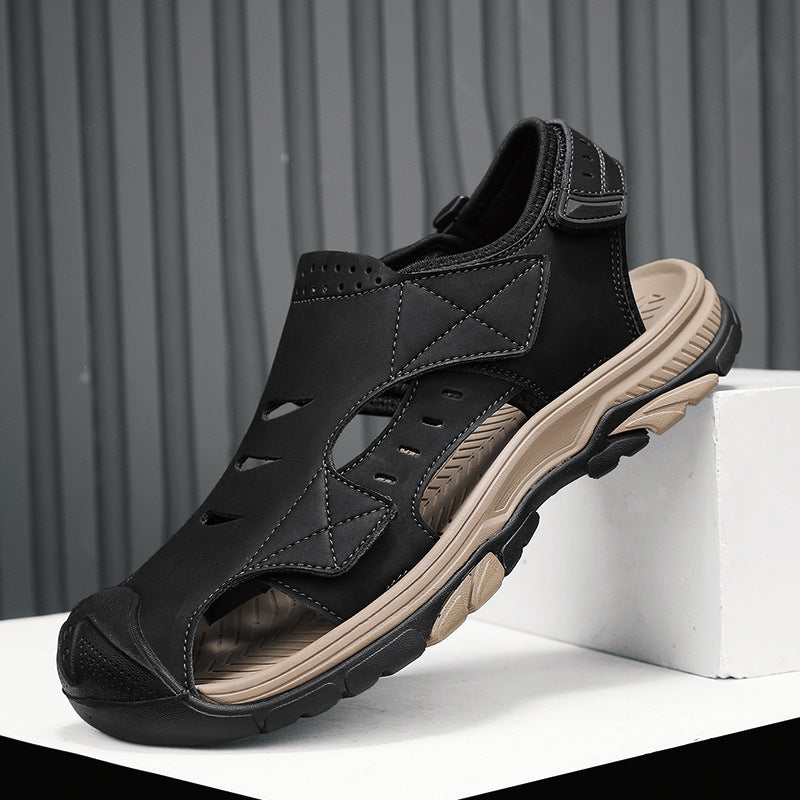 Men's XXL Leather Sandals Breathable Comfort Beach Shoes