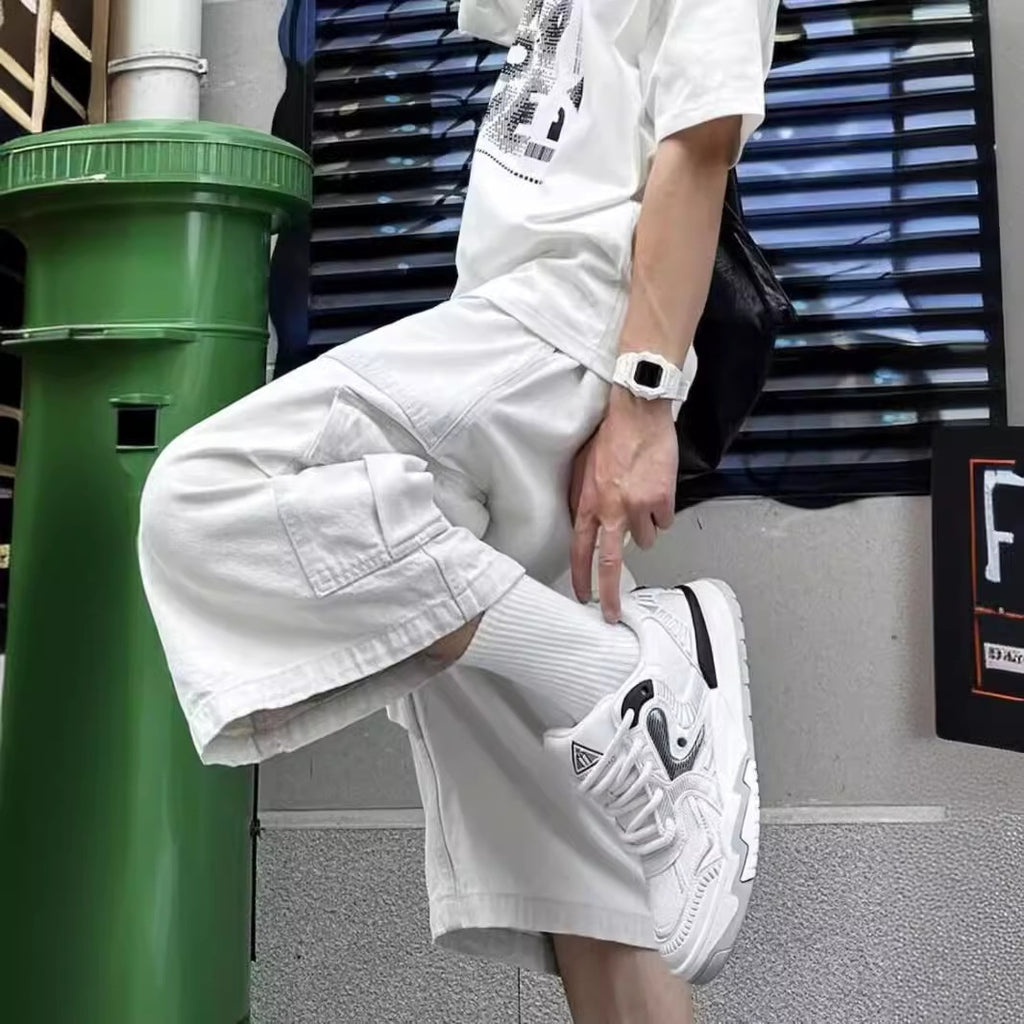 Men's Cargo Cropped Trousers | Loose Straight Casual Trend