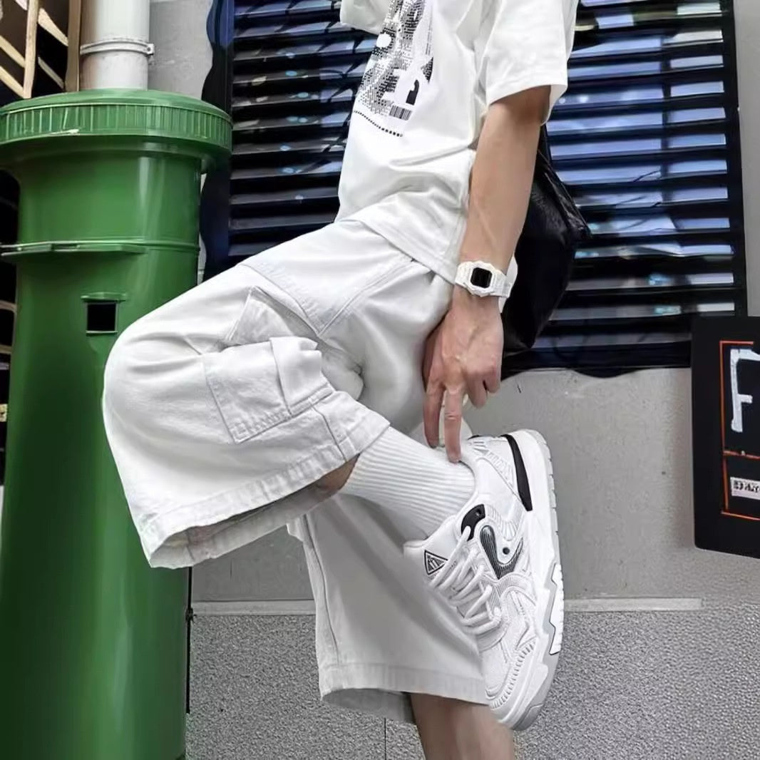 Men's Cargo Cropped Trousers | Loose Straight Casual Trend