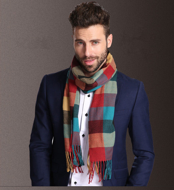 Men's Scarf Tartan Warm Winter Elegant European Style