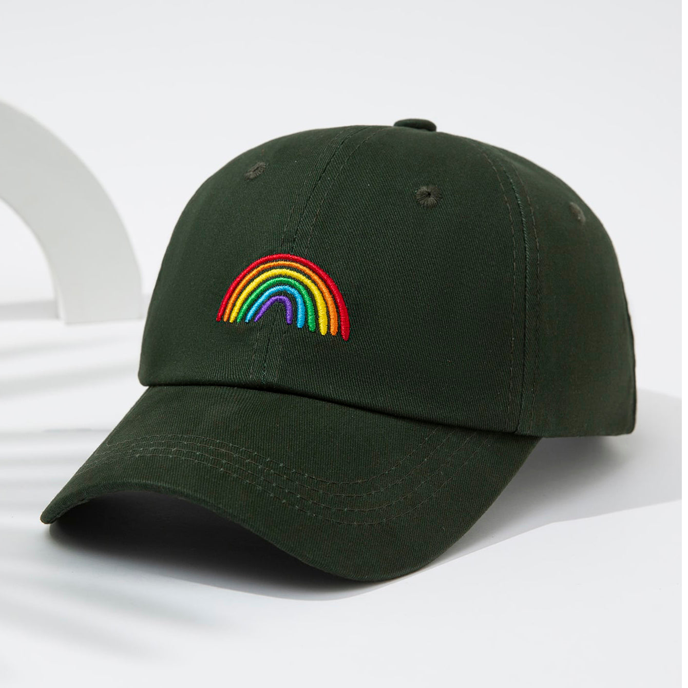 Women's Baseball Cap with Rainbow Embroidery - Sun Protection Cap