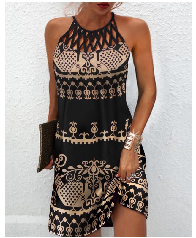 Women's Summer Dress with Print – Halterneck, Lightweight & Trendy