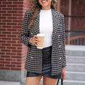 Women's Polyester Tweed Blazer - Elegant, Casual & With Pockets