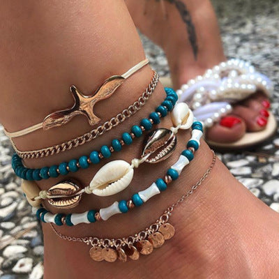 Boho Shell Anklet – Braided Beach Anklet with a Summer Design